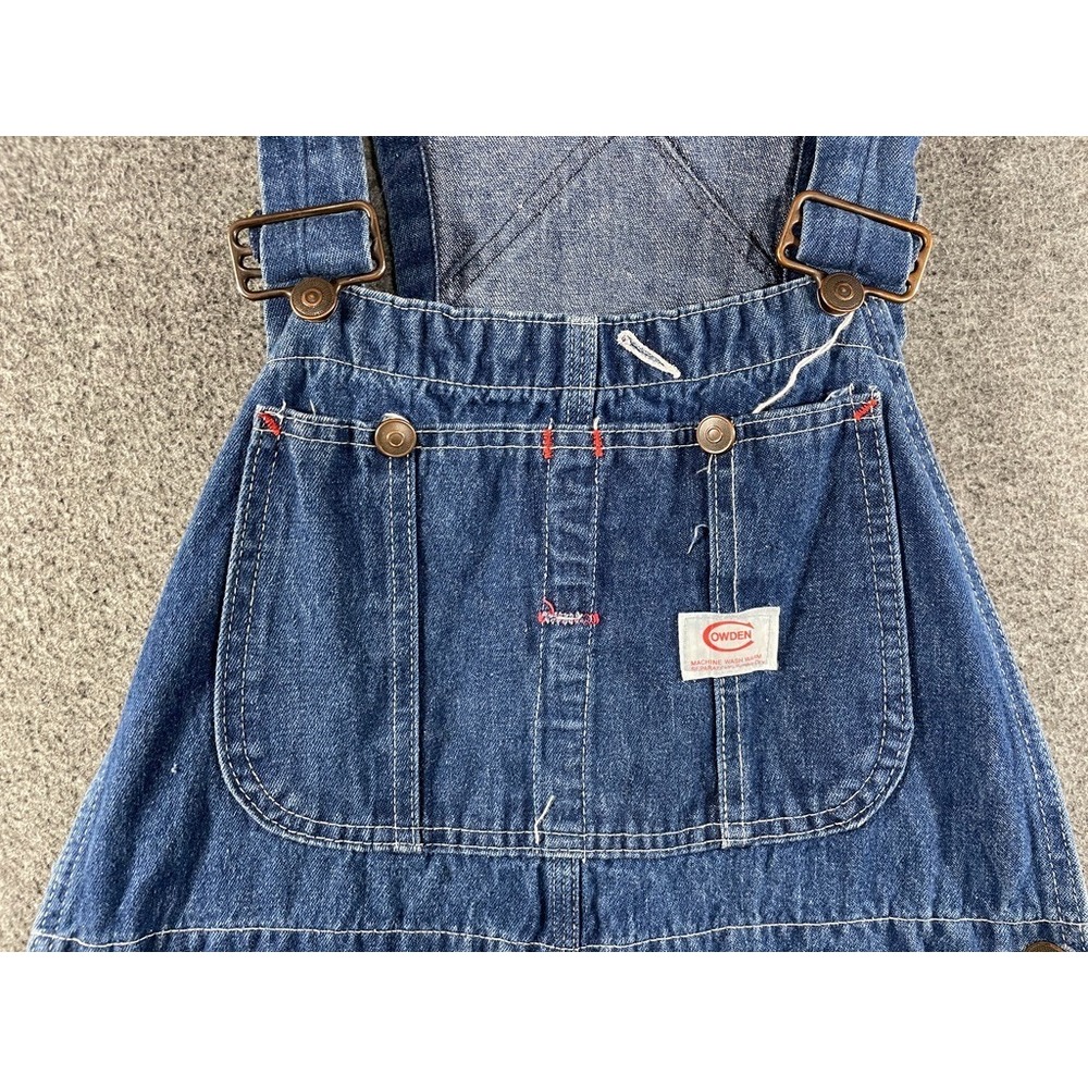 Vintage COWDEN Blue Cotton Denim Bib Overalls Distressed 32x29 Mens - Picture 2 of 16